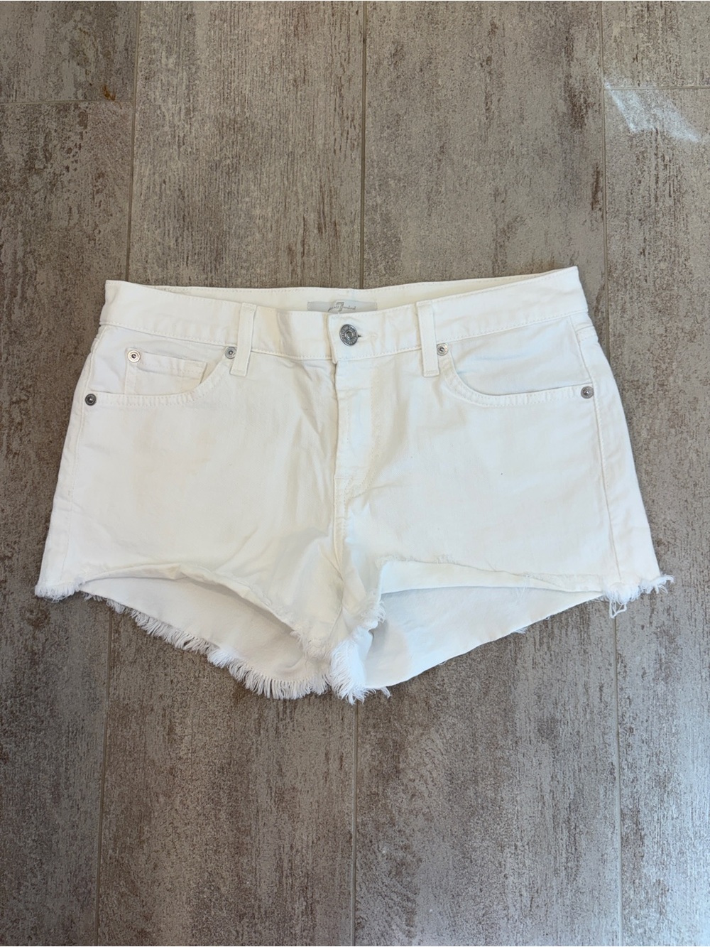 7 For All Mankind White Denim Shorts